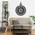 Allah (SWT) Name & Classic Islamic Wall Clock - Premium Quality, Black & Golden (14.9x16 & 19x7 Inches)