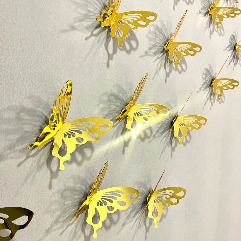 DIY 3D Acrylic Mirror Butterflies Wall Decor – New 2024 Design | Black & Golden |