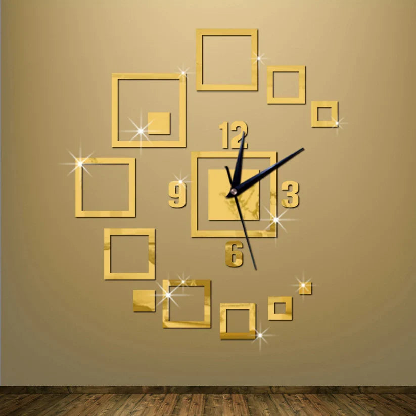 "Gold Acrylic Clock - 32 Inches | Premium Black & Golden Wall Clock