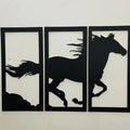 "Wooden Wall Decor Horse Scenery - Premium Black & Golden | 36x24 Inches |