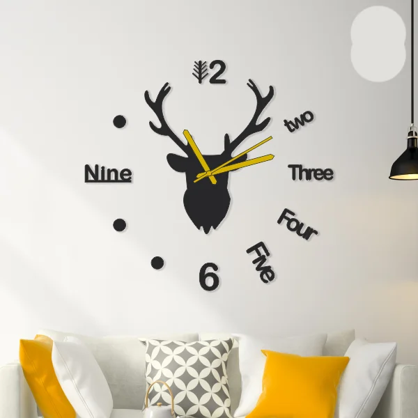 Deer 3D Big Wall Clock