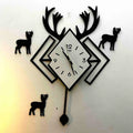 "Diamond Shape Pendulum Wall Clock - Premium Black & Golden | 30x18 Inches