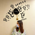 Butterflies with Stars Wall Clock - 30x40 Inches | Black & Golden | Premium Quality