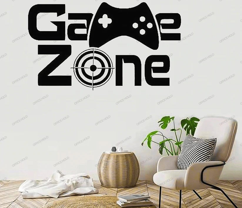 "Game Zone Play Area Wall Art (GZ01) - Premium Black & Golden | 40x40 Inches