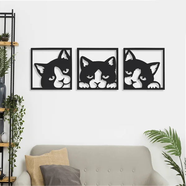 Cat Wooden Wall Decor 3 Pieces