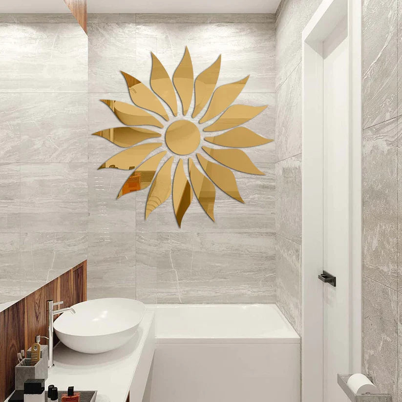 "Silver Sunflower Home Decor Mirror - Acrylic | 30x30 Inches | Premium Wall Mirror