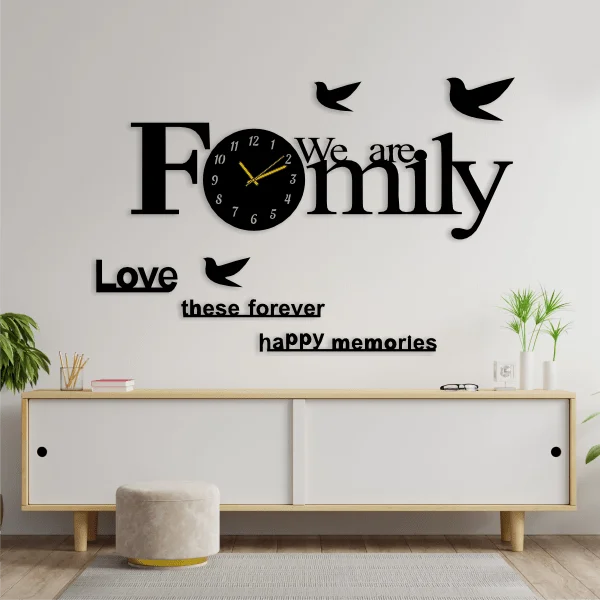 We are Family Wooden Wall Clock